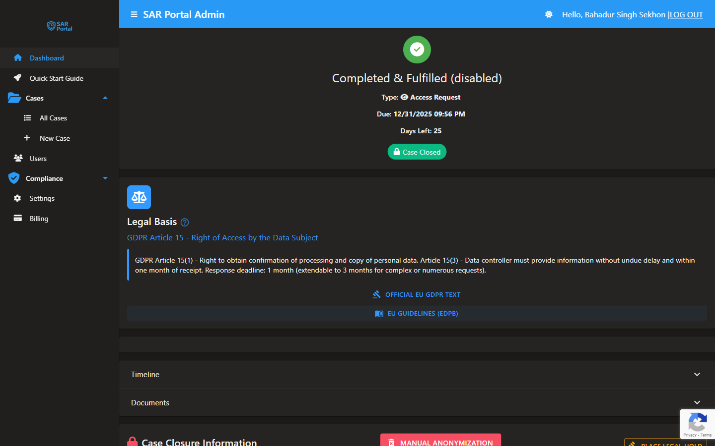 Case Timeline - Track all activities and communications for each case