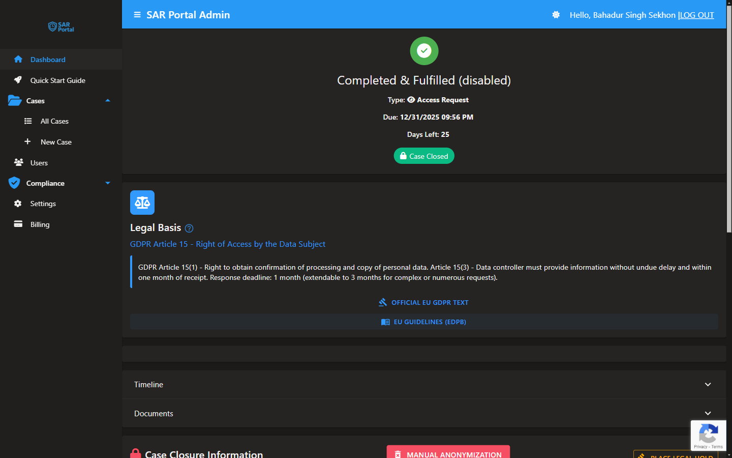 AI redaction in SAR Portal