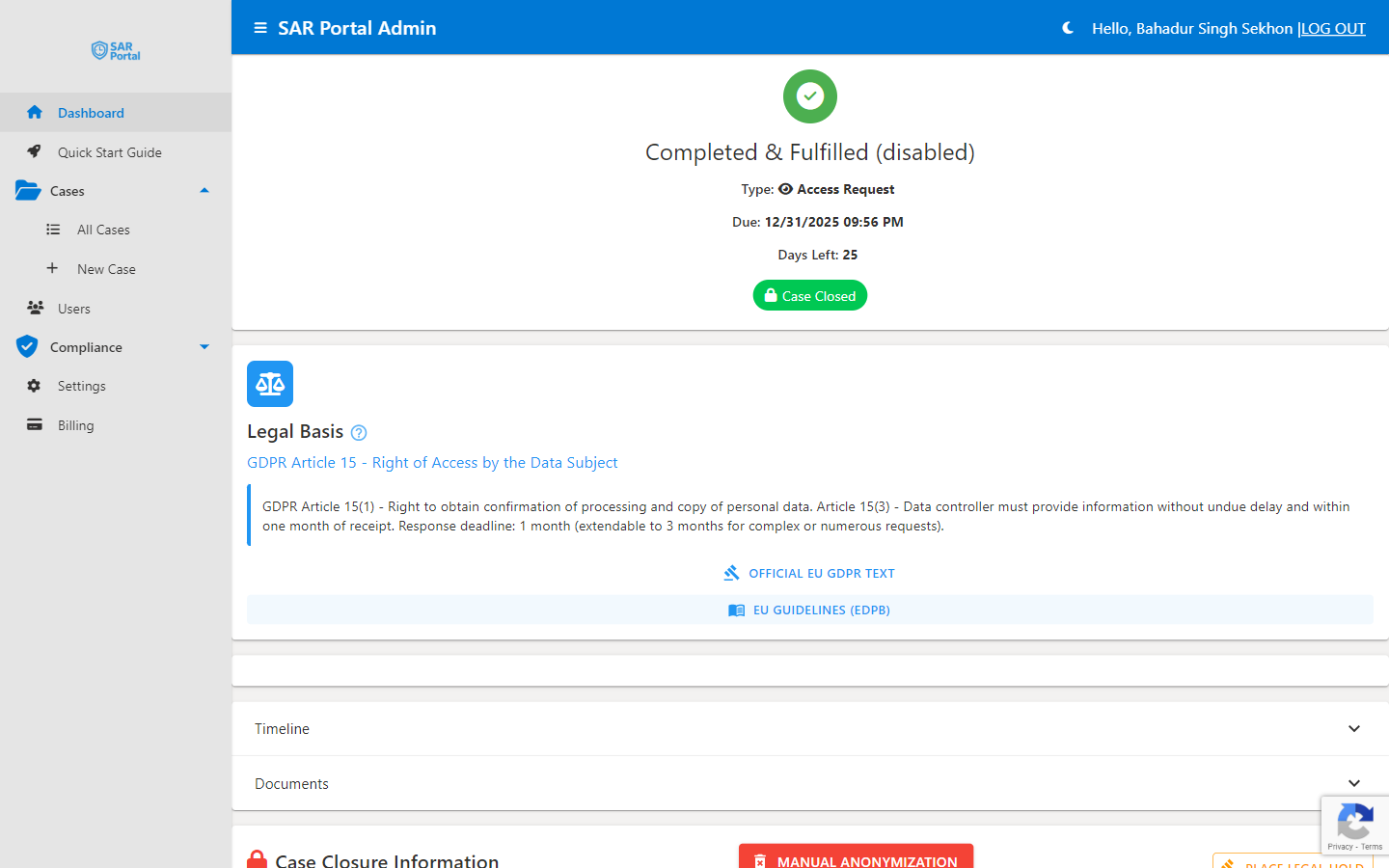Case Timeline - Track all activities and communications for each case